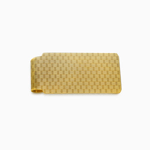 Engravable Textured Basketweave 14k Yellow Gold Money Clip - MCYG250111