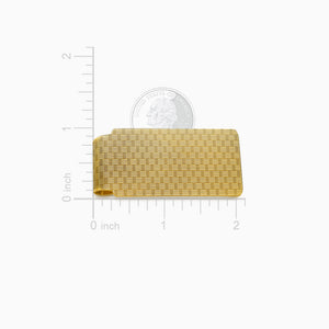 Engravable Textured Basketweave 14k Yellow Gold Money Clip - MCYG250111 - Size Measurements