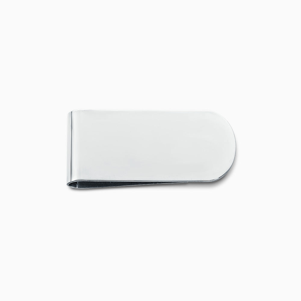 Engravable Curved-Edge Sterling Silver Money Clip - MSL101110