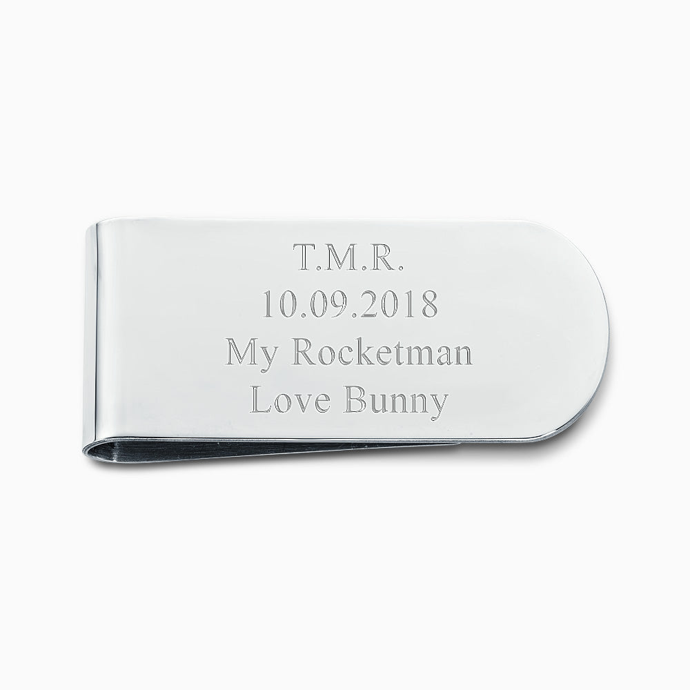 Engravable Curved-Edge Sterling Silver Money Clip - MSL101110