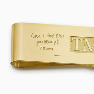 Engravable Classic Raised-Letter Monogram 14k Yellow Gold Money Clip