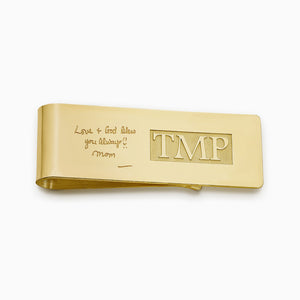 Engravable Classic Raised-Letter Monogram 14k Yellow Gold Money Clip