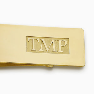 Engravable Classic Raised-Letter Monogram 14k Yellow Gold Money Clip