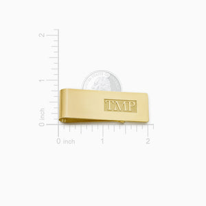 Engravable Classic Raised-Letter Monogram 14k Yellow Gold Money Clip