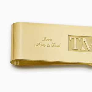 Engravable Classic Raised-Letter Monogram 14k Yellow Gold Money Clip