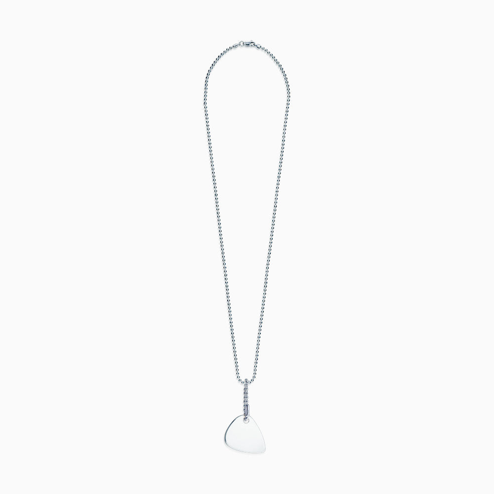 Engravable Men's Sterling Silver Guitar Pick Necklace with