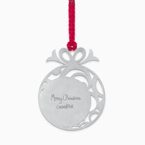 Engravable Sterling Silver Christmas Bauble Photo Ornament with Tassel  - OSL240833 - Personalized with a Custom-Engraved Handwritten Note on the Back