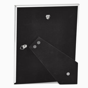 Engravable Silver Plated Wide Edge 8x10 Photo Frame Back with Easel Stand and Wall Hooks - PFS250710