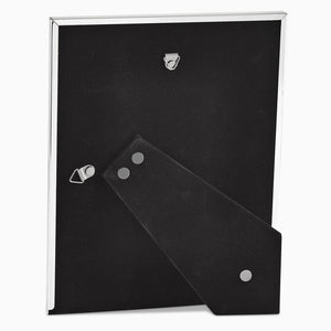 Engravable Silver Plated Wide Edge 5x7 Photo Frame Back with Easel Stand and Wall Hooks - PFS250711 