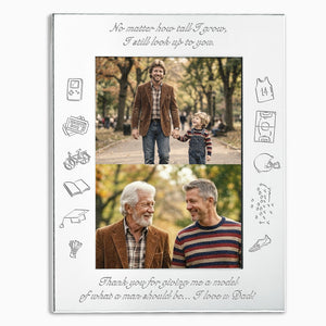 Engravable Silver Plated Wide-Edge 5x7 Photo Frame for Dad