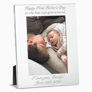 Engravable Silver Plated Wide-Edge 5x7 Photo Frame for Dad