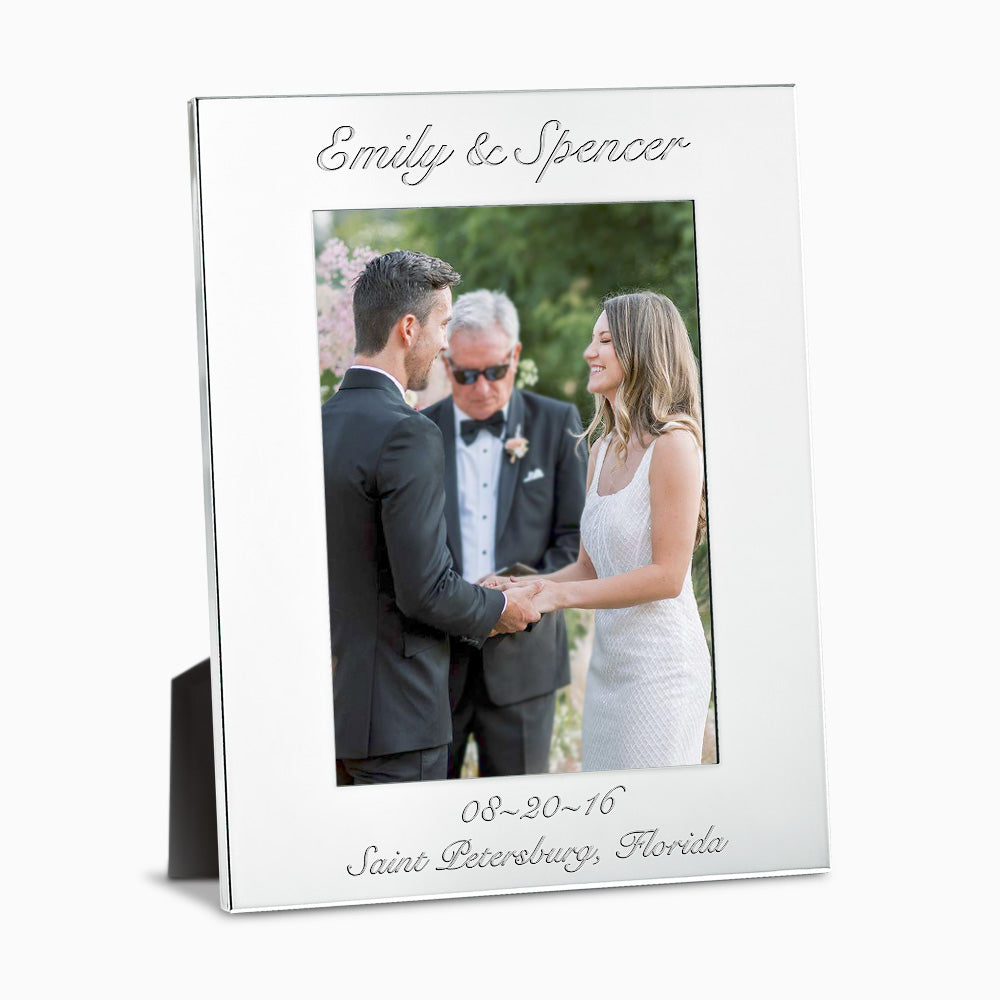 Engravable Silver Plated Wide Edge 4x6 Photo Frame with Easel Stand - Style PFS250712