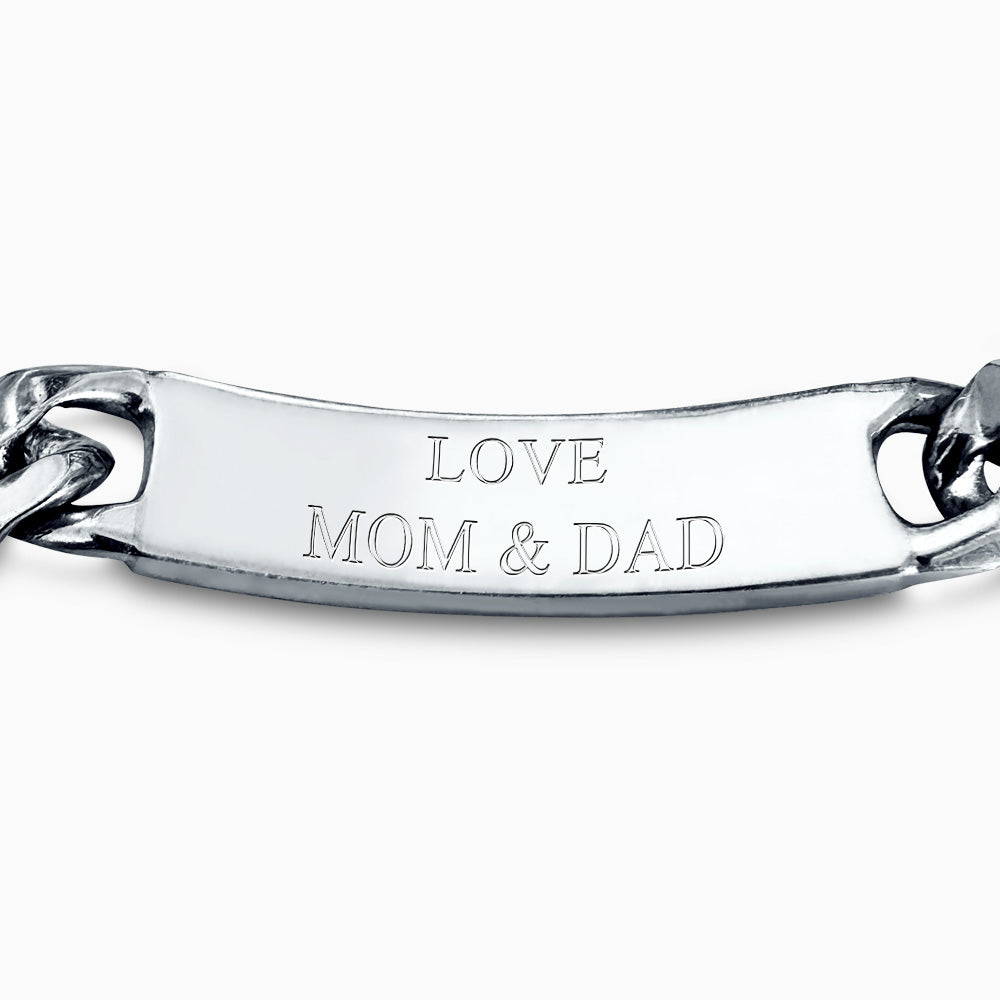 Engravable Men's 400-Gauge Sterling Silver Cuban-Link Graduation ID Br ...