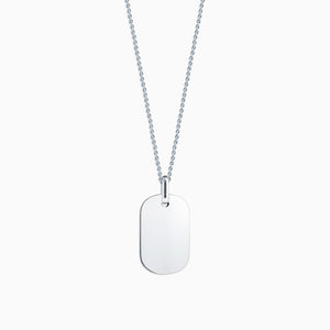 Engravable Women’s Flat-Edge Sterling Silver Dog Tag Necklace with Cable Chain