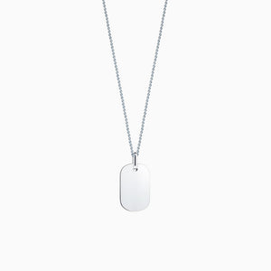 Engravable Women’s Flat-Edge Sterling Silver Dog Tag Necklace with Cable Chain