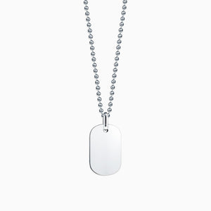 Engravable Women’s Flat-Edge Sterling Silver Dog Tag Necklace with Military Bead Chain
