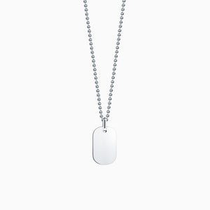 Engravable Women’s Flat-Edge Sterling Silver Dog Tag Necklace with Military Bead Chain - NSL130923
