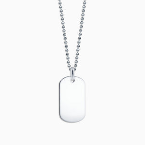 Men's Sterling Silver Flat Edge Dog Tag Necklace w/ Ball Chain - Medium - NSL060801 - Zoom