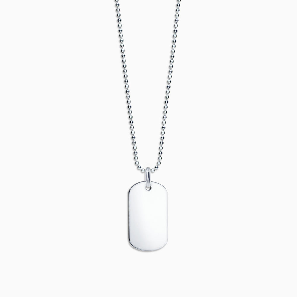 Silver Dog Tag Pendant Chain Necklace