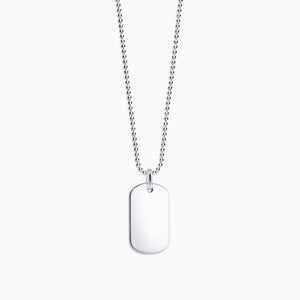 Men's Sterling Silver Flat Edge Dog Tag Necklace w/ Ball Chain - Medium - NSL060801