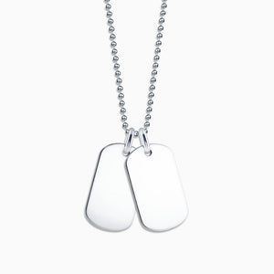 Engravable Men's Sterling Silver Flat Edge Double Dog Tag Necklace - Medium - NSL060801 - Zoom View