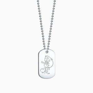 Engravable Men's Medium Sterling Silver Flat Dog Tag Slider Necklace with Ball Chain - NSL201103 - Custom Engraving
