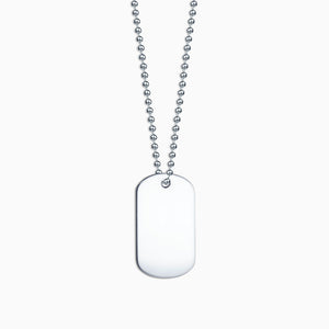 Engravable Men's Medium Sterling Silver Flat Dog Tag Slider Necklace with Ball Chain - NSL201103 - Zoom