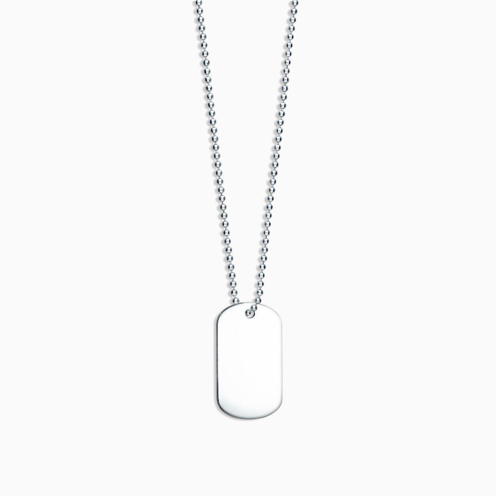 Mens Sterling Silver Dog Tag Necklace Engraved - JewelryEva