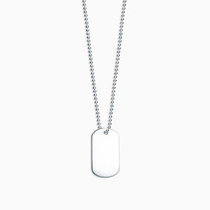 Engravable Men's Sterling Silver Custom Graduation Dog Tag Slider Necklace  with Ball Chain - Medium