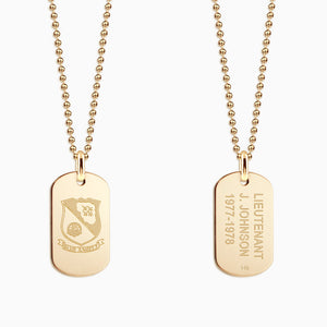 Engravable Men's 14k Yellow Gold Flat-Edge Dog Tag Necklace with Ball Chain - NYG060801 - Front and Back Engraving