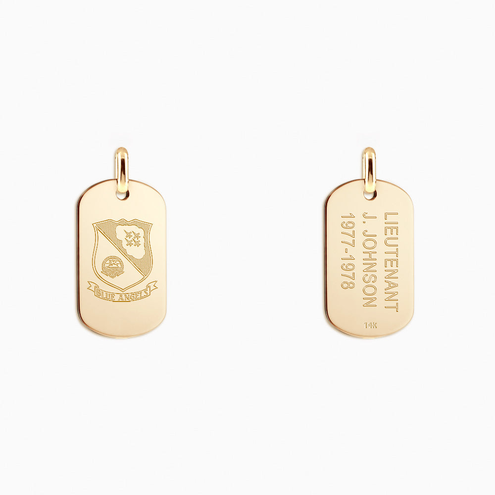 Engravable Men's Flat-Edge 14k Gold Double Dog Tag Necklace with Bead -  Sandy Steven Engravers
