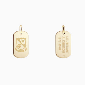 Engravable Men's Medium 14k Yellow Gold Flat-Edge Dog Tag Necklace with Box-Link Chain - NYG060802 - Front and Back Engraving