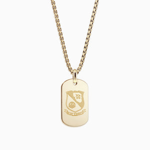 Engravable Men's Medium 14k Yellow Gold Flat-Edge Dog Tag Necklace with Box-Link Chain - NYG060802 - Custom Engraving on Front