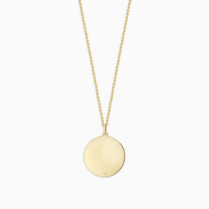Engravable 7/8 inch 14k Yellow Gold Disc Charm Necklace with Cable Chain - NYG130420 - Back Detail