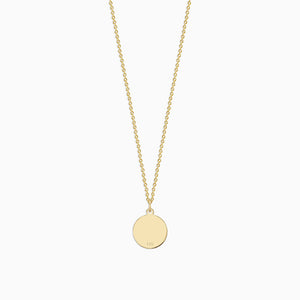 Engravable 1/2 inch 14k Yellow Gold Disc Charm Necklace with Cable Chain - NYG130426 - Back