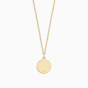 Engravable 1/2 inch 14k Yellow Gold Disc Charm Necklace with Cable Chain - NYG130426 - Back Zoom
