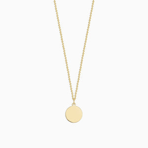 Engravable 1/2 inch 14k Yellow Gold Disc Charm Necklace with Cable Chain - NYG130426
