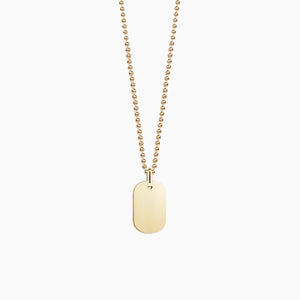 Engravable Men's Small 14k Yellow Gold Flat-Edge Dog Tag Necklace with Ball Chain - NYG130924