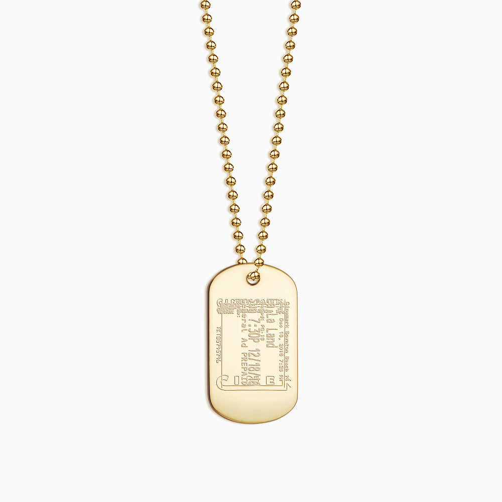 Engravable Men's Flat-Edge 14k Yellow Gold Dog Tag Slider Necklace with Ball Chain - Medium - NYG210604