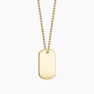 Engravable Men's Flat-Edge 14k Yellow Gold Dog Tag Slider Necklace with Ball Chain - Medium - NYG210604 - Zoom Detail