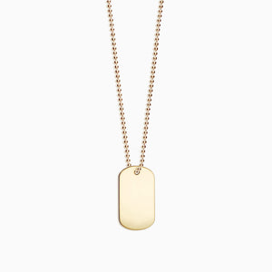 Engravable Men's Medium 14k Yellow Gold Flat Dog Tag Slider Necklace with Ball Chain - NYG210604