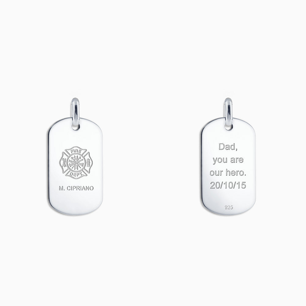 Men's Engravable Flat-Edge Sterling Silver Dog Tag - Medium - PSL060801