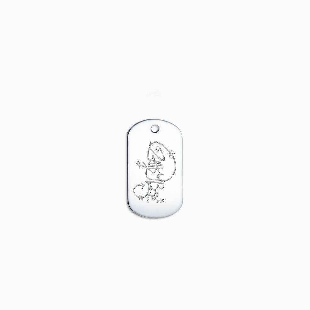 Engravable Men's Medium Sterling Silver Flat Dog Tag Slider Pendant - PSL201003