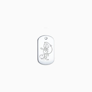 Engravable Men's Medium Sterling Silver Flat Dog Tag Slider Pendant - PSL201003 - Custom Engraving