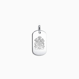 Engravable Men's Flat-Edge 14k White Gold Dog Tag - Medium - PWG060801 - Custom Engraved Family Crest