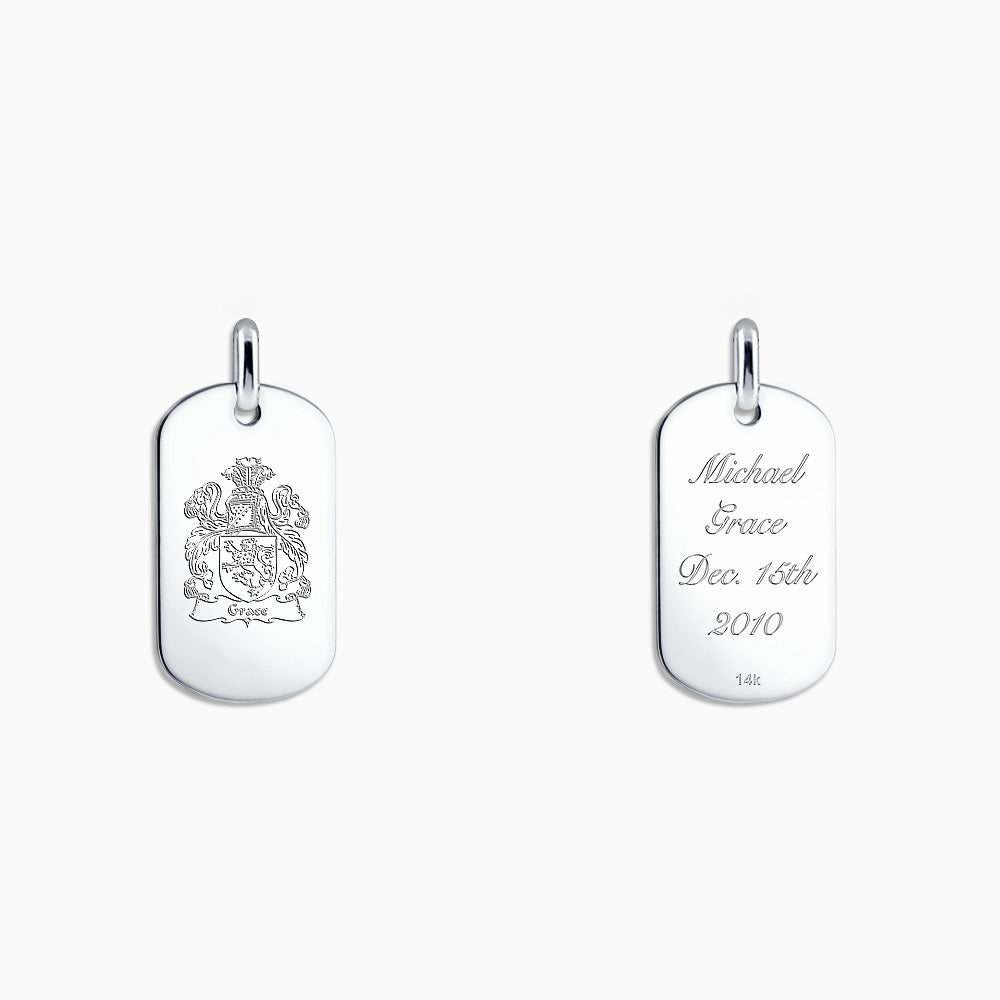 Engravable Men's Flat-Edge 14k White Gold Dog Tag - Medium - PWG060801