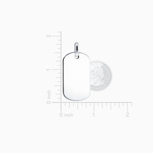 Engravable Men's Flat-Edge 14k White Gold Dog Tag - Medium - PWG060801 - Size Detail