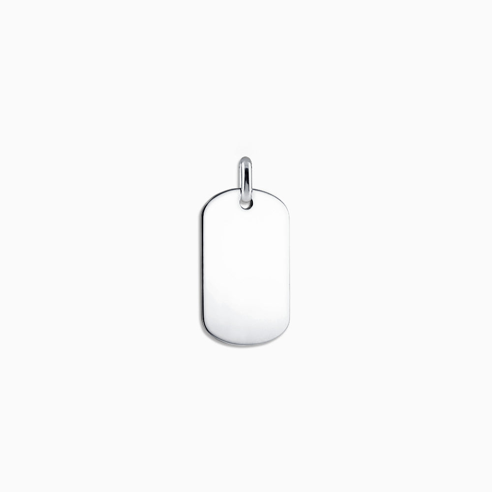 Engravable Men's Flat-Edge 14k White Gold Dog Tag - Medium - Sandy