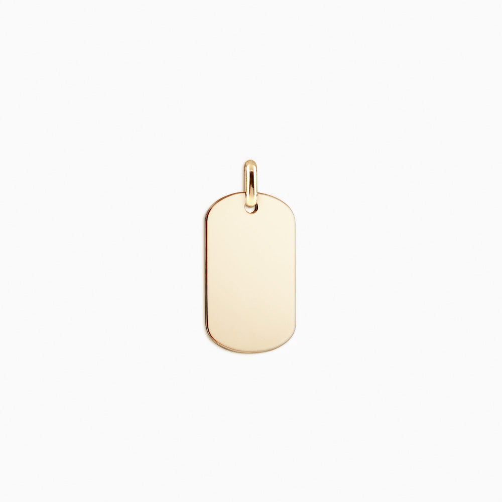 Engravable Men's Medium 14k Yellow Gold Flat-Edge Dog Tag Pendant - PYG060801