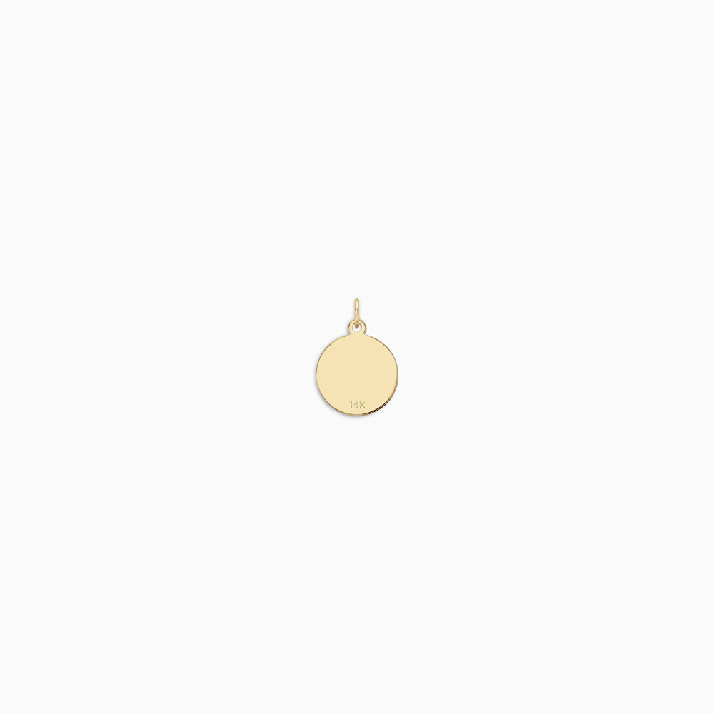 14kt Yellow Gold Unisex Religious Charm Pendant Disc 1/2